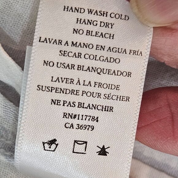 Rails Charli White/Coin Plaid Button-Up Shirt Size XS Oversized Linen Blend - Picture 6 of 10